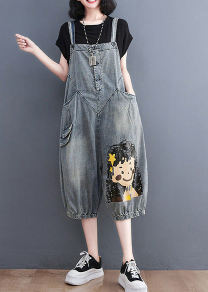 Casual Blue Slash Neck City Girl Denim Jumpsuit Summer LY1278 - fabuloryshop