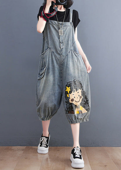 Casual Blue Slash Neck City Girl Denim Jumpsuit Summer LY1278 - fabuloryshop