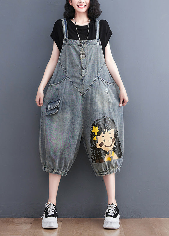 Casual Blue Slash Neck City Girl Denim Jumpsuit Summer LY1278 - fabuloryshop