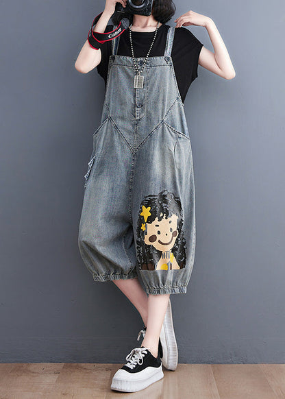 Casual Blue Slash Neck City Girl Denim Jumpsuit Summer LY1278 - fabuloryshop