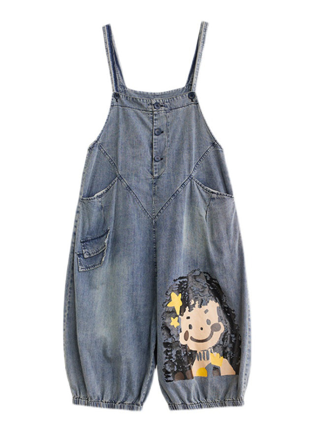 Casual Blue Slash Neck City Girl Denim Jumpsuit Summer LY1278 - fabuloryshop