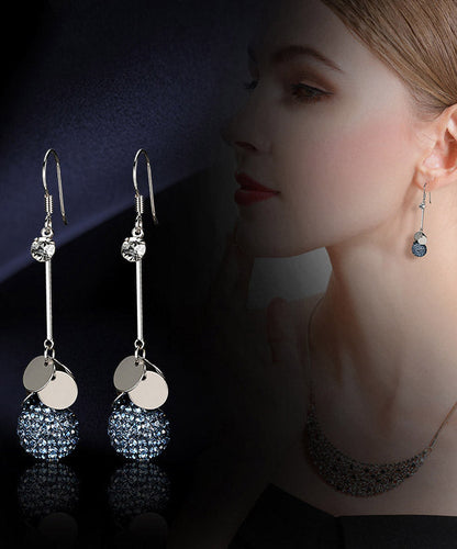 Casual Blue Sterling Silver Crystal Drop Earrings LY2298 - fabuloryshop