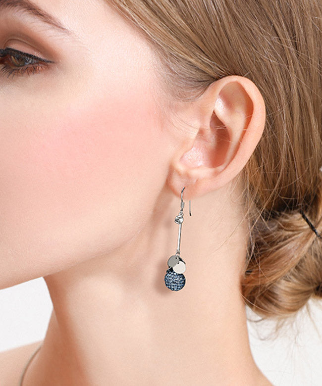 Casual Blue Sterling Silver Crystal Drop Earrings LY2298 - fabuloryshop