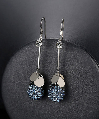 Casual Blue Sterling Silver Crystal Drop Earrings LY2298 - fabuloryshop