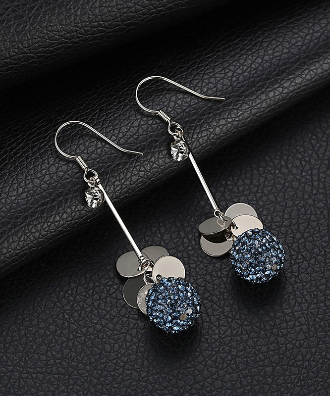 Casual Blue Sterling Silver Crystal Drop Earrings LY2298 - fabuloryshop