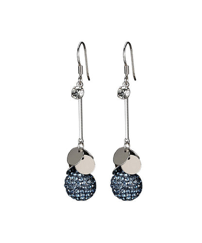 Casual Blue Sterling Silver Crystal Drop Earrings LY2298 - fabuloryshop