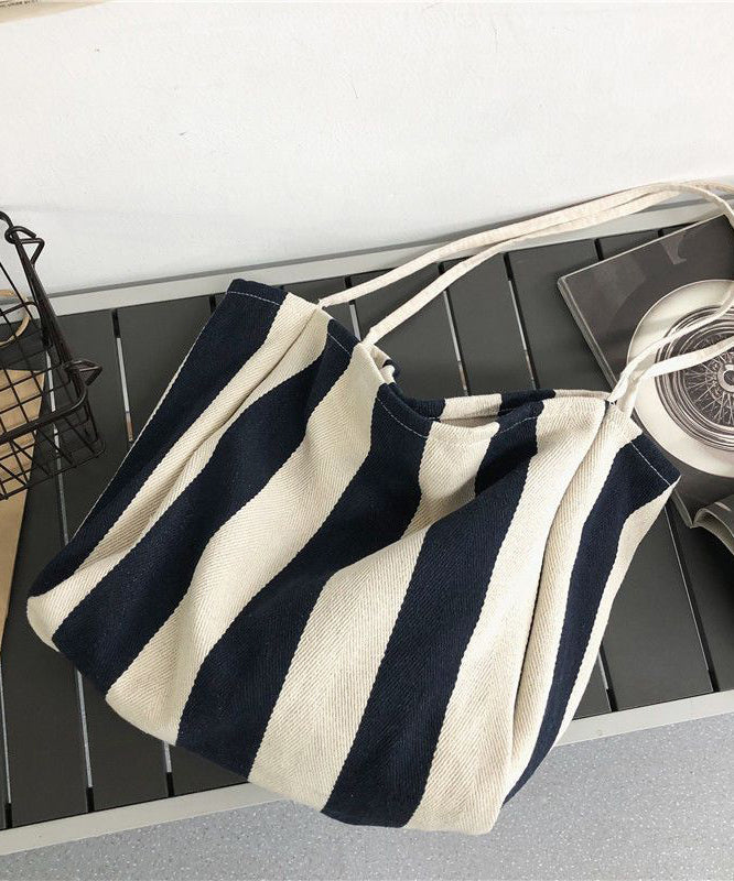 Casual Blue Striped High-capacity Cozy Canvas Satchel Handbag LY1752 - fabuloryshop