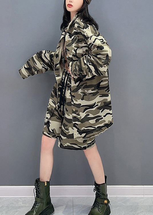 Casual Camouflage Peter Pan Collar Zippered Print Coats And Shorts Two Pieces Set Spring LC0295 - fabuloryshop