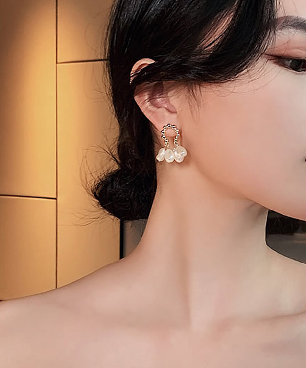 Casual Champagne Alloy Pearl Hoop Earrings LY1808 - fabuloryshop