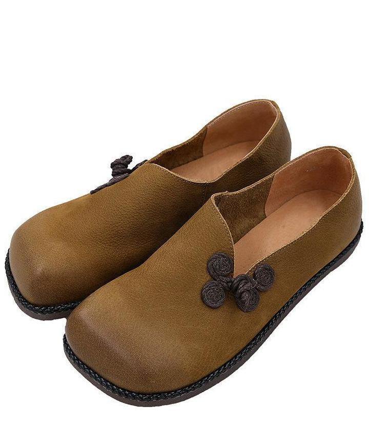 Casual Flat Shoes Yellow Faux Leather Loafer Shoes - fabuloryshop