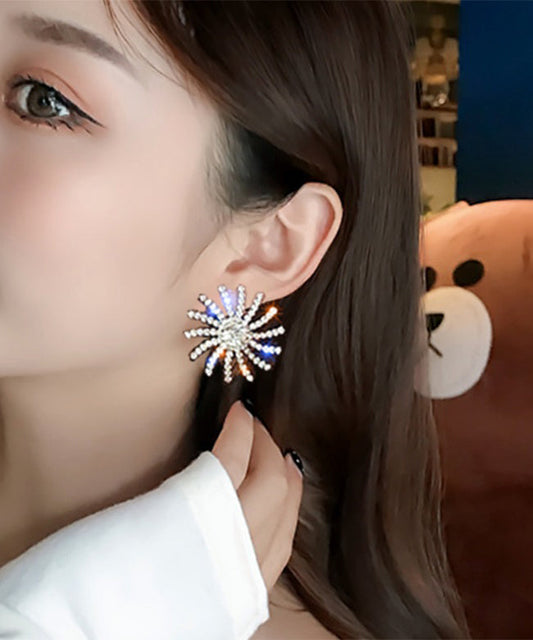 Casual Gold Sterling Silver Alloy Zircon Sun Stud Earrings LY1781 - fabuloryshop