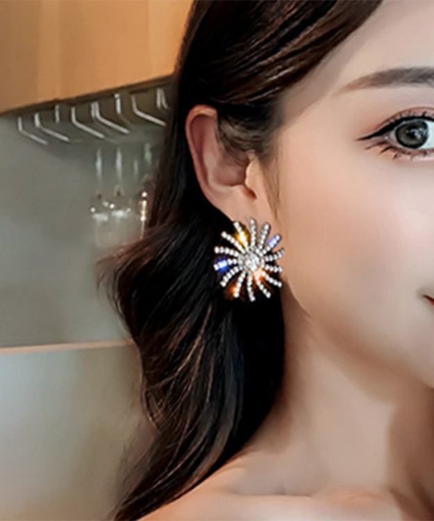 Casual Gold Sterling Silver Alloy Zircon Sun Stud Earrings LY1781 - fabuloryshop