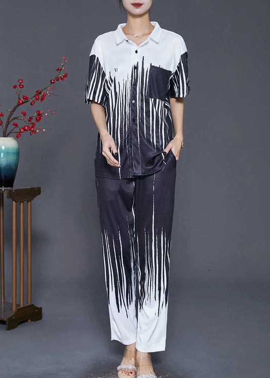 Casual Gradient Color Oversized Ice Silk Two Pieces Set Fall Ada Fashion