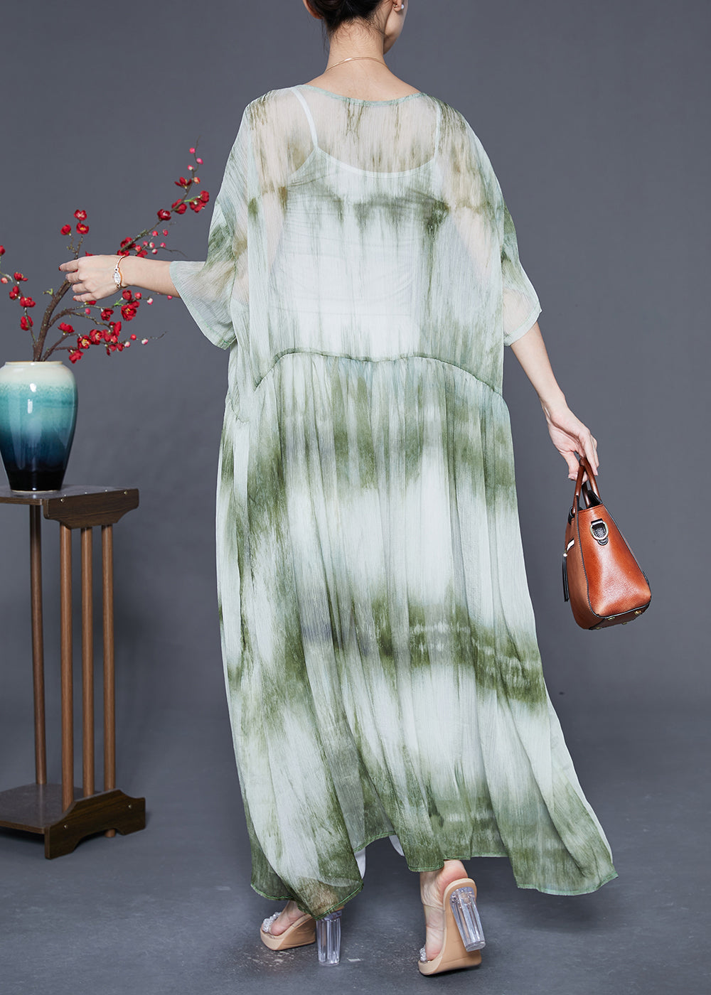 Casual Green Oversized Tie Dye Maxi Dress Summer Ada Fashion