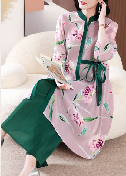 Casual Green Stand Collar Patchwork Tie Waist Two Pieces Set Spring LY2763 - fabuloryshop