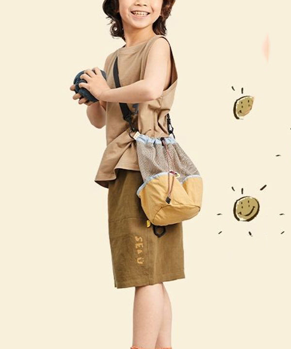 Casual Khaki Drawstring Breathable Mesh CrossBody Backpack Bag Ada Fashion