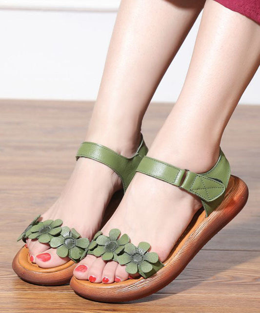 Casual Light Green Floral Sandals For Women Buckle Strap Sandals LY0162 - fabuloryshop