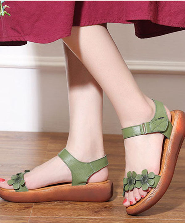 Casual Light Green Floral Sandals For Women Buckle Strap Sandals LY0162 - fabuloryshop