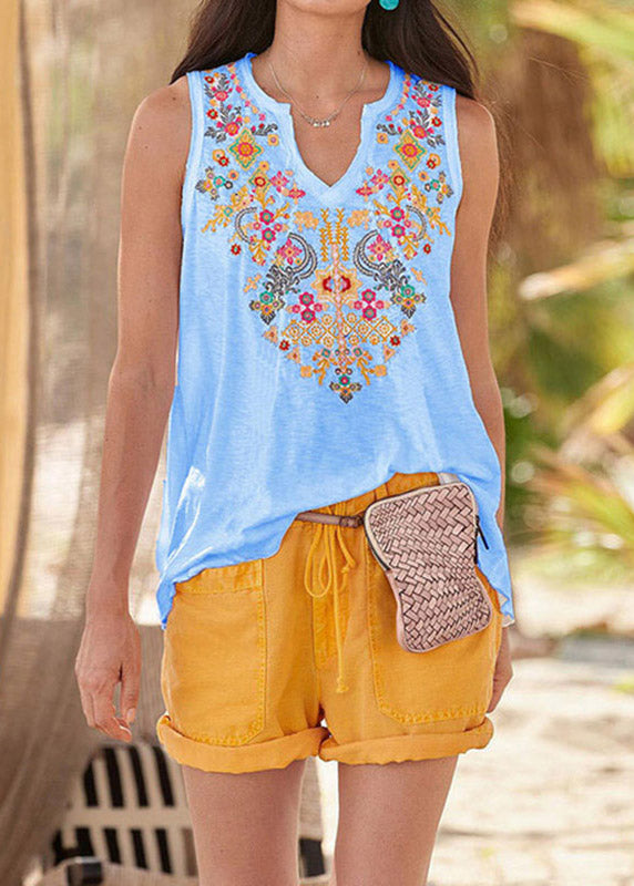 Casual Light Yellow Ethnic Style Top Womens T Shirt Vest LY3884 - fabuloryshop