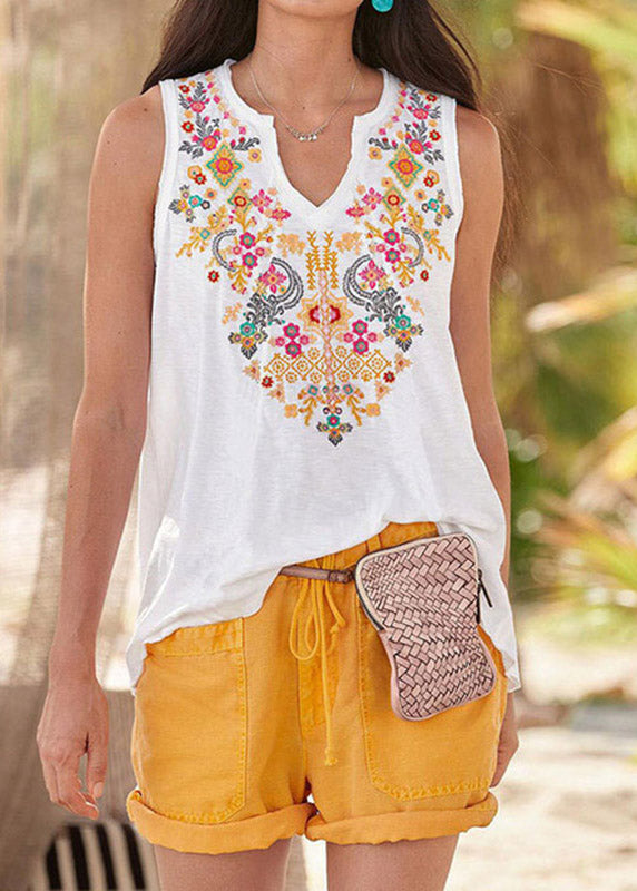 Casual Light Yellow Ethnic Style Top Womens T Shirt Vest LY3884 - fabuloryshop