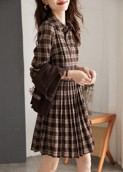 Casual Peter Pan Collar Plaid Knit Waistcoat And Mid DressTwo Pieces Set Spring LY0435 - fabuloryshop