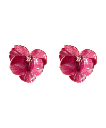 Casual Pink Metal Zircon Floral Stud Earrings LY2000 - fabuloryshop