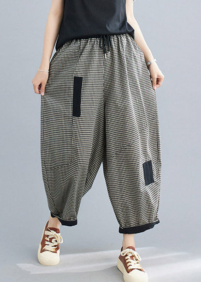 Casual Plaid Tie Waist Lantern Pants Summer LY2978 - fabuloryshop