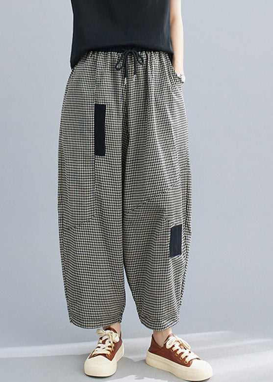 Casual Plaid Tie Waist Lantern Pants Summer LY2978 - fabuloryshop