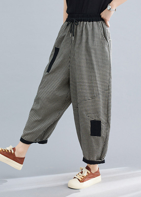 Casual Plaid Tie Waist Lantern Pants Summer LY2978 - fabuloryshop