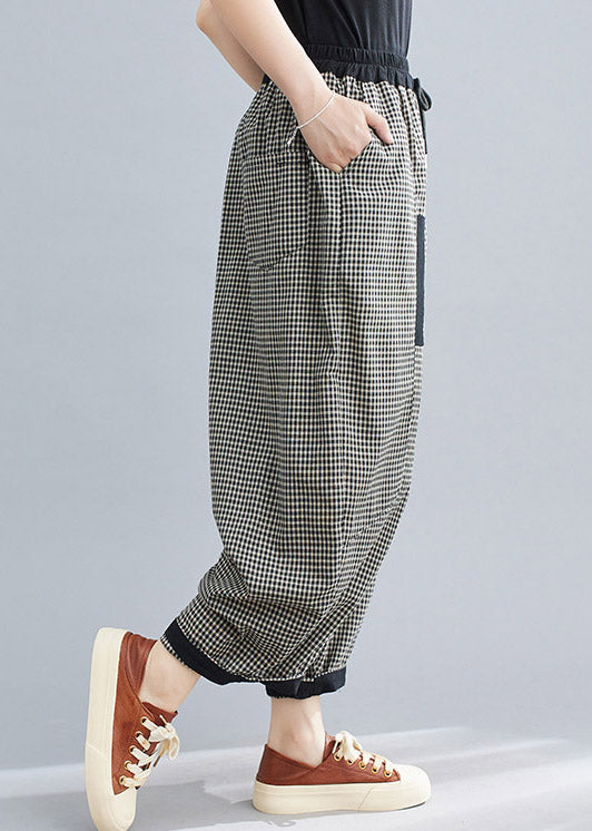 Casual Plaid Tie Waist Lantern Pants Summer LY2978 - fabuloryshop