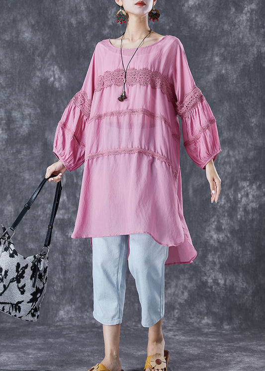 Casual Rose Oversized Patchwork Cotton Robe Dresses Summer TD1048 - fabuloryshop