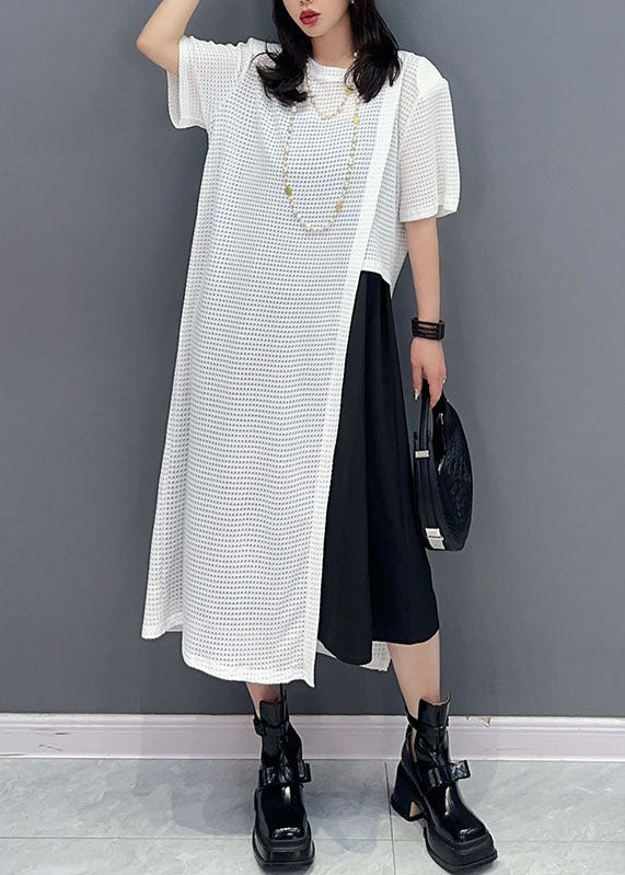 Casual White O Neck Patchwork Hollow Out Cotton Dresses Summer LY5734 - fabuloryshop