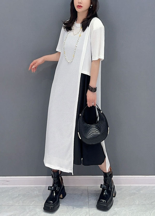 Casual White O Neck Patchwork Hollow Out Cotton Dresses Summer LY5734 - fabuloryshop