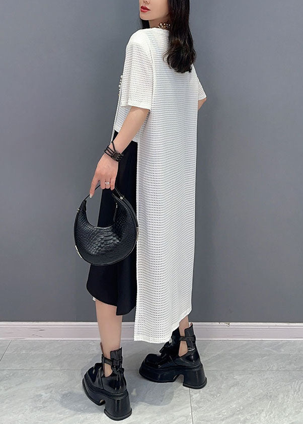 Casual White O Neck Patchwork Hollow Out Cotton Dresses Summer LY5734 - fabuloryshop