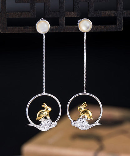 Casual Yellow Sterling Silver xiangyun Rabbit Drop Earrings LY2215 - fabuloryshop