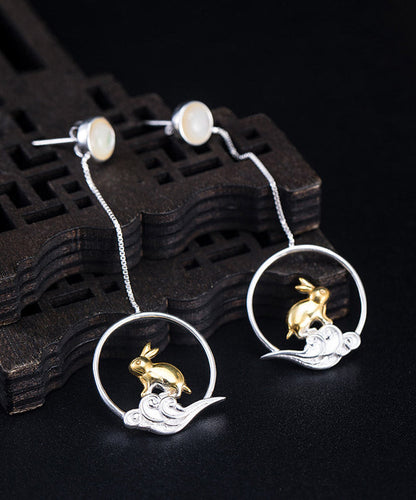 Casual Yellow Sterling Silver xiangyun Rabbit Drop Earrings LY2215 - fabuloryshop