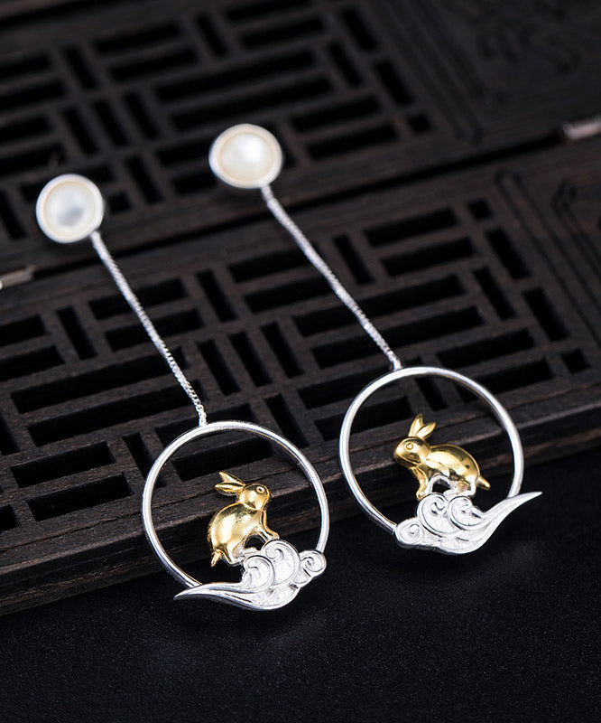 Casual Yellow Sterling Silver xiangyun Rabbit Drop Earrings LY2215 - fabuloryshop