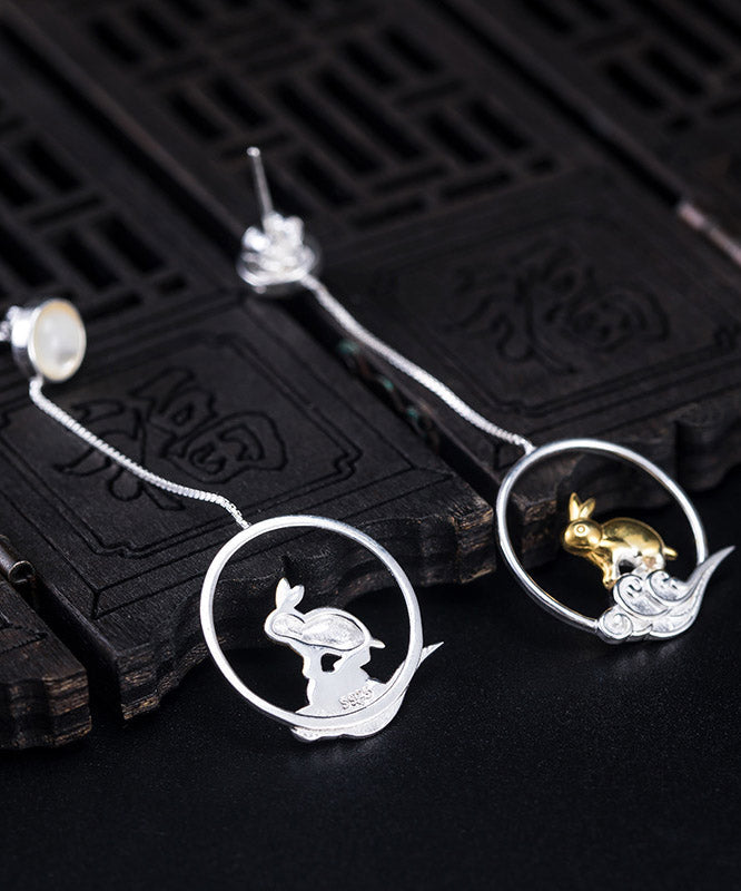 Casual Yellow Sterling Silver xiangyun Rabbit Drop Earrings LY2215 - fabuloryshop