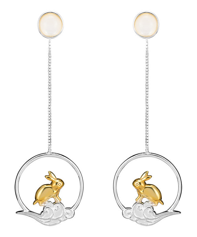 Casual Yellow Sterling Silver xiangyun Rabbit Drop Earrings LY2215 - fabuloryshop