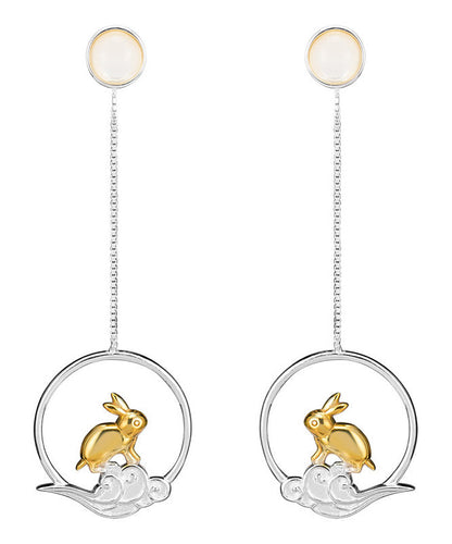 Casual Yellow Sterling Silver xiangyun Rabbit Drop Earrings LY2215 - fabuloryshop