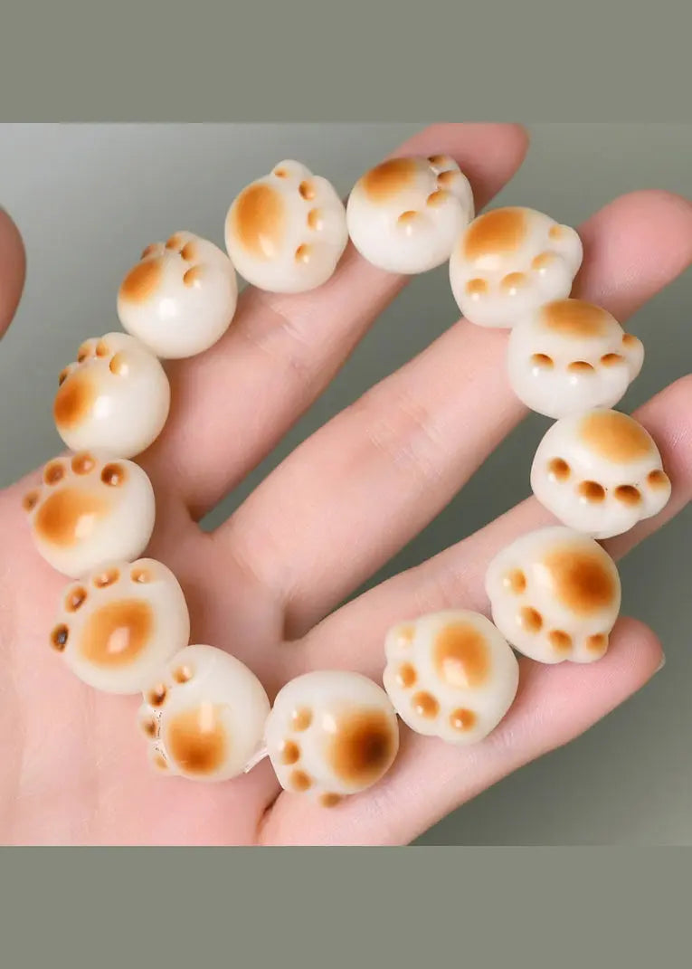 Charcoal Roasted Cat Claw White Jade Bodhi Bracelet Ada Fashion