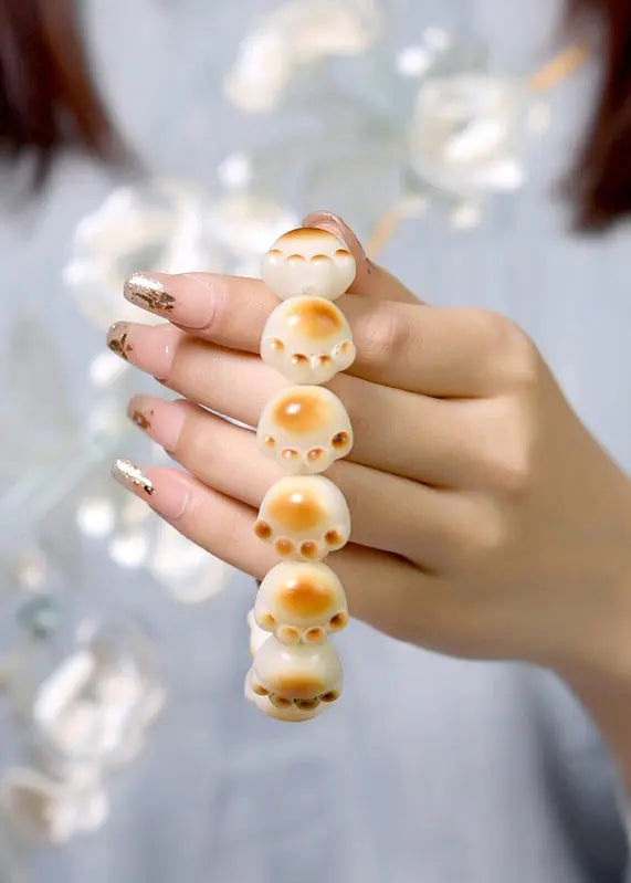 Charcoal Roasted Cat Claw White Jade Bodhi Bracelet Ada Fashion