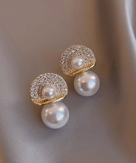 Chic 18K Gold Pearl Earrings