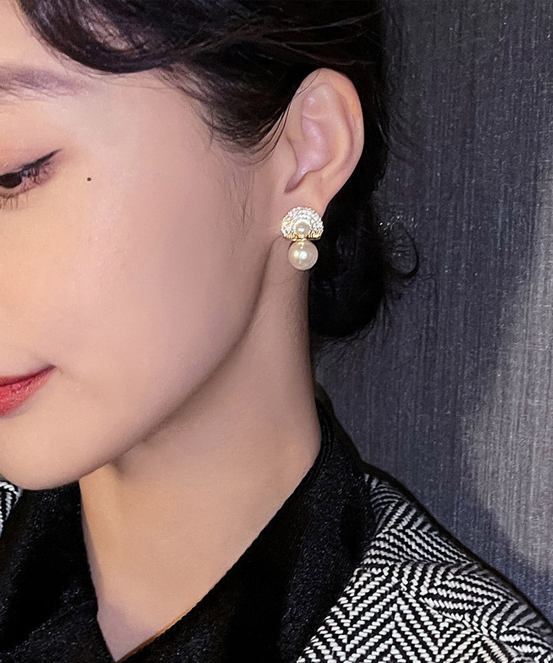 Chic 18K Gold Pearl Earrings - fabuloryshop
