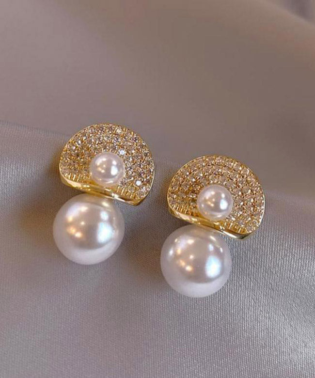 Chic 18K Gold Pearl Earrings - fabuloryshop