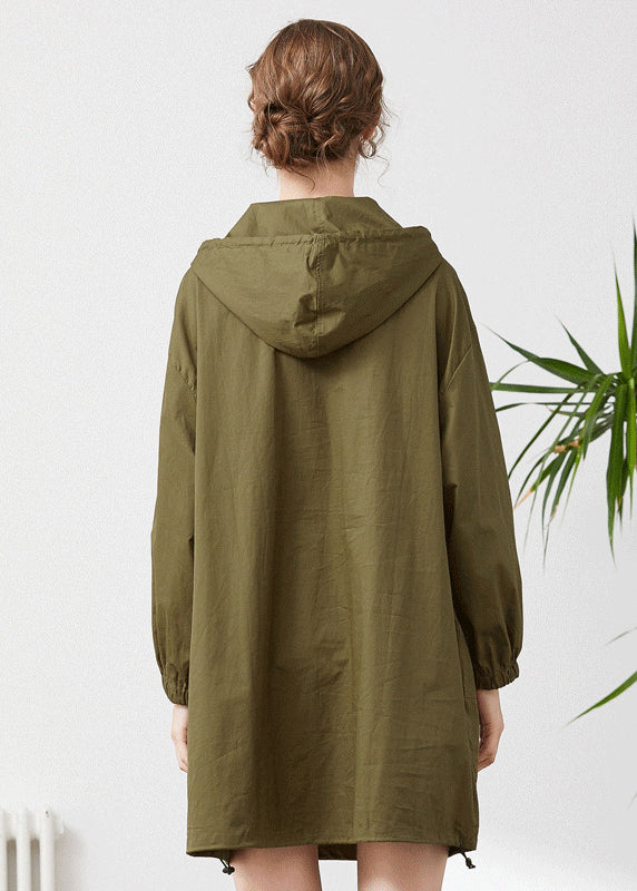 Chic Army Green Hooded Oversized Patchwork Cotton Sweatshirt Streetwear Spring LY0294 - fabuloryshop