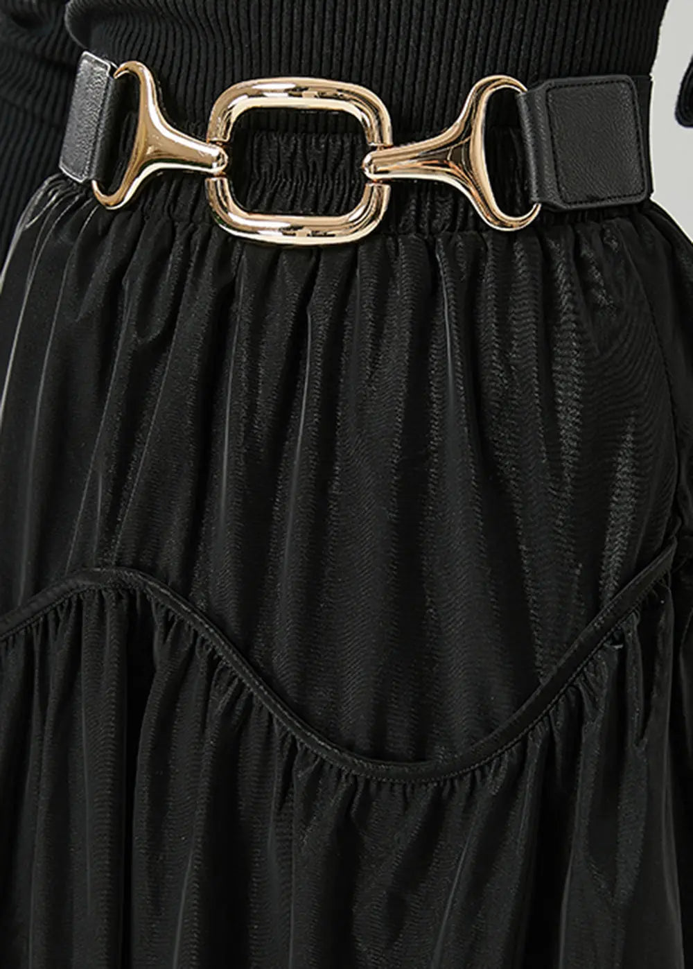 Chic Black Oversized Patchwork Cotton Skirts Fall Ada Fashion