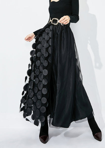 Chic Khaki-Black Dot Ruffled Patchwork Dot Tulle A Line Skirts Summer LY0875 - fabuloryshop