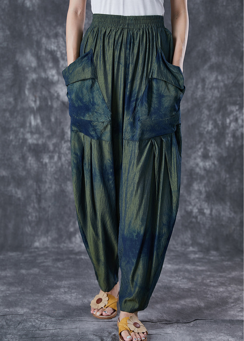 Chic Blackish Green Oversized Tie Dye Pants Summer Ada Fashion