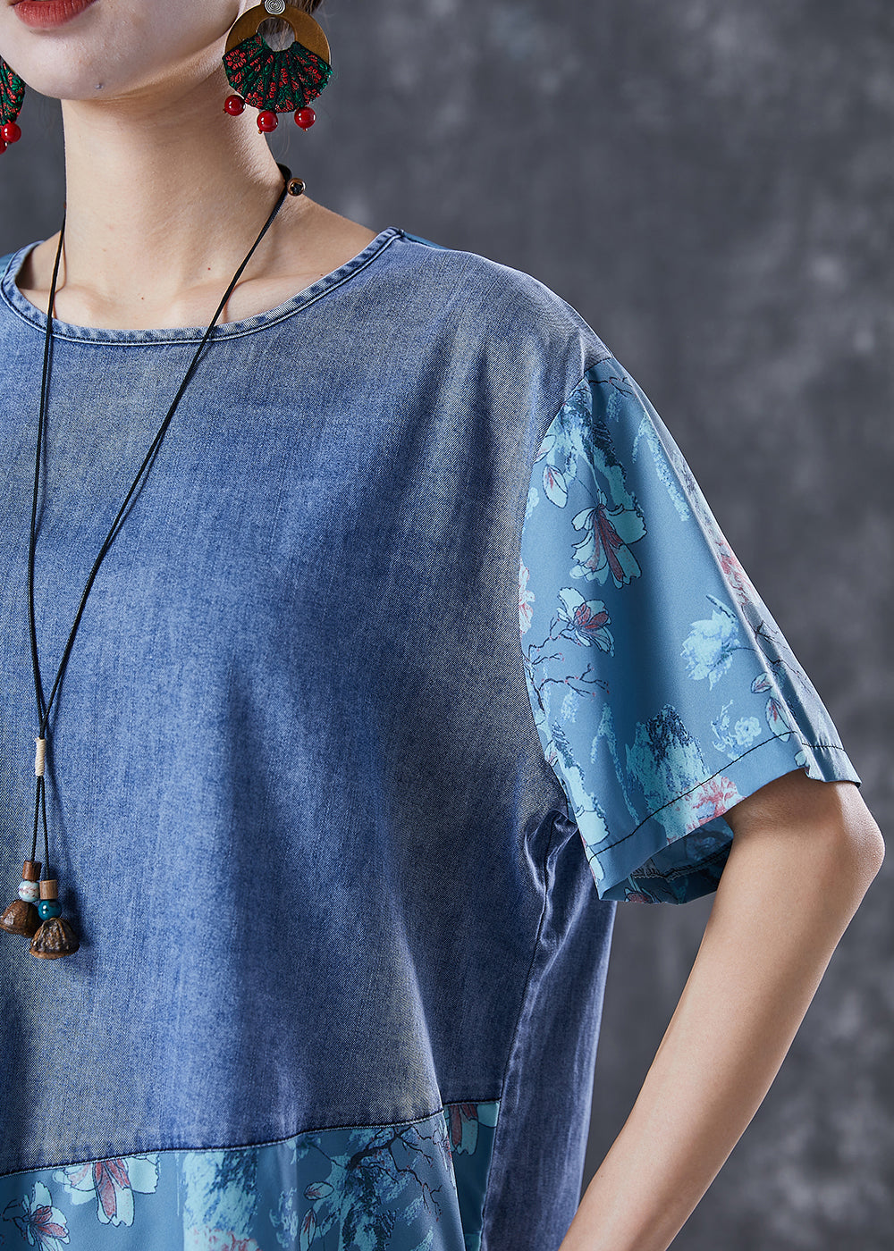 Chic Blue Oversized Asymmetrical Patchwork Denim Two Pieces Set Summer LY6758 - fabuloryshop